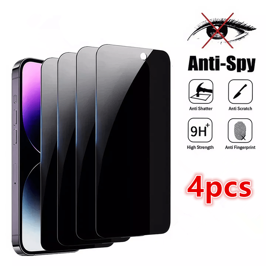 4 piezas de película protectora de pantalla anti-espías de vidrio templado compatible con Apple 6/6s, 7/8/Plus, X/Xs/XS Max, 11/11pro/11 Pro Max, 12mini/12/12 Pro/12 Pro Max, 13/13mini/13 Pro/13 Pro Max, 14/14 Plus/14 Pro/14 Pro Max, 15/15Plus/15Pro/15Promax
