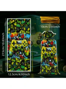 50 pièces Sacs cadeaux de manette de jeu, sacs cadeaux en papier plastique, sacs d'emballage en OPP, design thème de jeu de style de bande dessinée, avec décoration de graffitis colorés, convient pour mariage, fournitures de décoration de fête d'anniversaire, sacs d'emballage cadeaux, fournitures d'emballage cadeaux