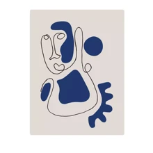 1 pieza Pintura abstracta geométrica minimalista estilo nórdico en color azul Klein para decoración de sala de estar en lienzo, con opción de marco