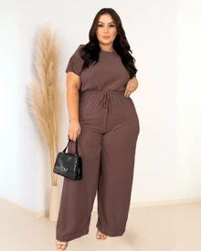 Conjunto Social Plus Size Calça Cintura Alta Bolso Regulável na Cintura+Blusa Manga Longa Elegante Evangélico alfaiataria feminino Frio Inverno