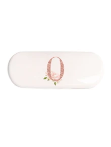 1pc Cream Solid Color Eyeglasses Case, New Minimalist Design, Portable, Waterproof And Dustproof (Small, Plastic Material) Letter Eyeglasses Hard Case - PU Leather A-Z Floral Print Eyeglasses Case - White - View 28