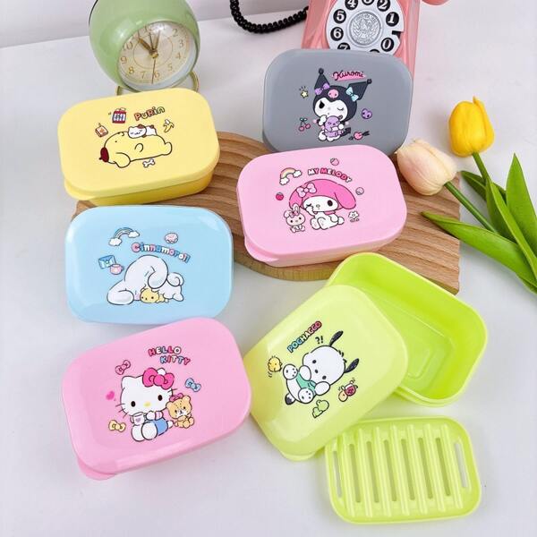 Sanrio Sanrio Hello Kitty Self-Draining Soap Holder, Creative Soap Box, Keeps Soap Bar Dry And Clean, Suitable For Shower, Bathroom, Kitchen, No Drill Soap Boxbathroom Decor Summer, Extends Soap Lifespan Home Bathroom Decor Summer Back To School