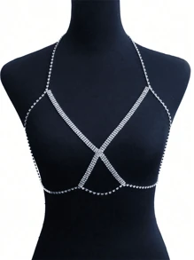 Cadena corporal cruzada sexy, accesorio exagerado para mujeres, vestimenta de discoteca