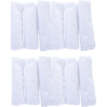 Local Delivery- Ladies Embroidery Cotton White Handkerchiefs Lace Wedding Hankies - Zw-6pcs - View 3