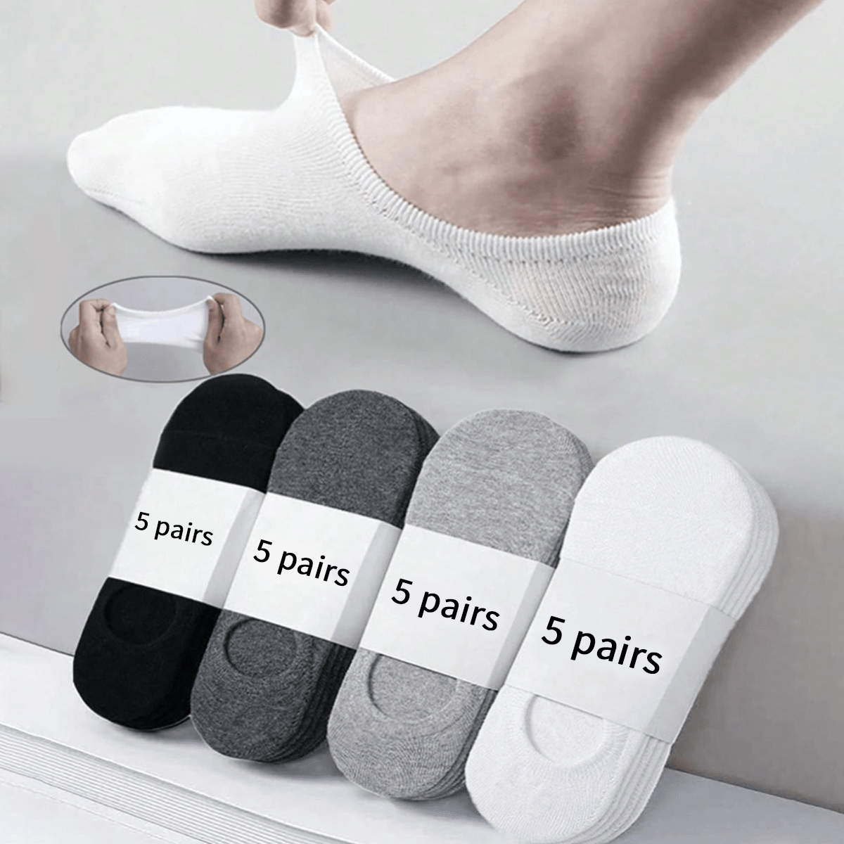Calcetines invisibles tipo barco unisex 2 pares, 5 pares, 10 pares, 15 pares, 20 pares, 30 pares, 40 pares. Calcetines invisibles de verano, calcetine