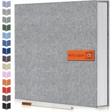 Local Delivery- 1pc Free Scraper + Metal Pen Large Size Album Self-Adhesive Scrapbook, Album For 4x6, 5x7, 8x10 Pictures, DIY Linen Cover Album Youngsters Wedding Family, Christmas Gift, Anniversary, Gift For Mom Valentines Day Gifts - 灰色的 - 查看 1