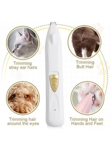 带 LED 灯的宠物美容剪套装，带指甲锉的电动修剪器，适用于猫和狗，用于爪子、指甲、耳朵、眼睛等处的毛发修剪，适合日常宠物美容