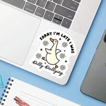 1PC Funny Goose Sticker, Aesthetic Vinyl Decal, Cute Slouchy Dilly Dallying Laptop & Water Bottle Sticker, Cottagecore Procrastination Sticker, Slow Life Funny Meme Sticker For Notebook, Phone Case, Journal, Travel Luggage, Student Gift