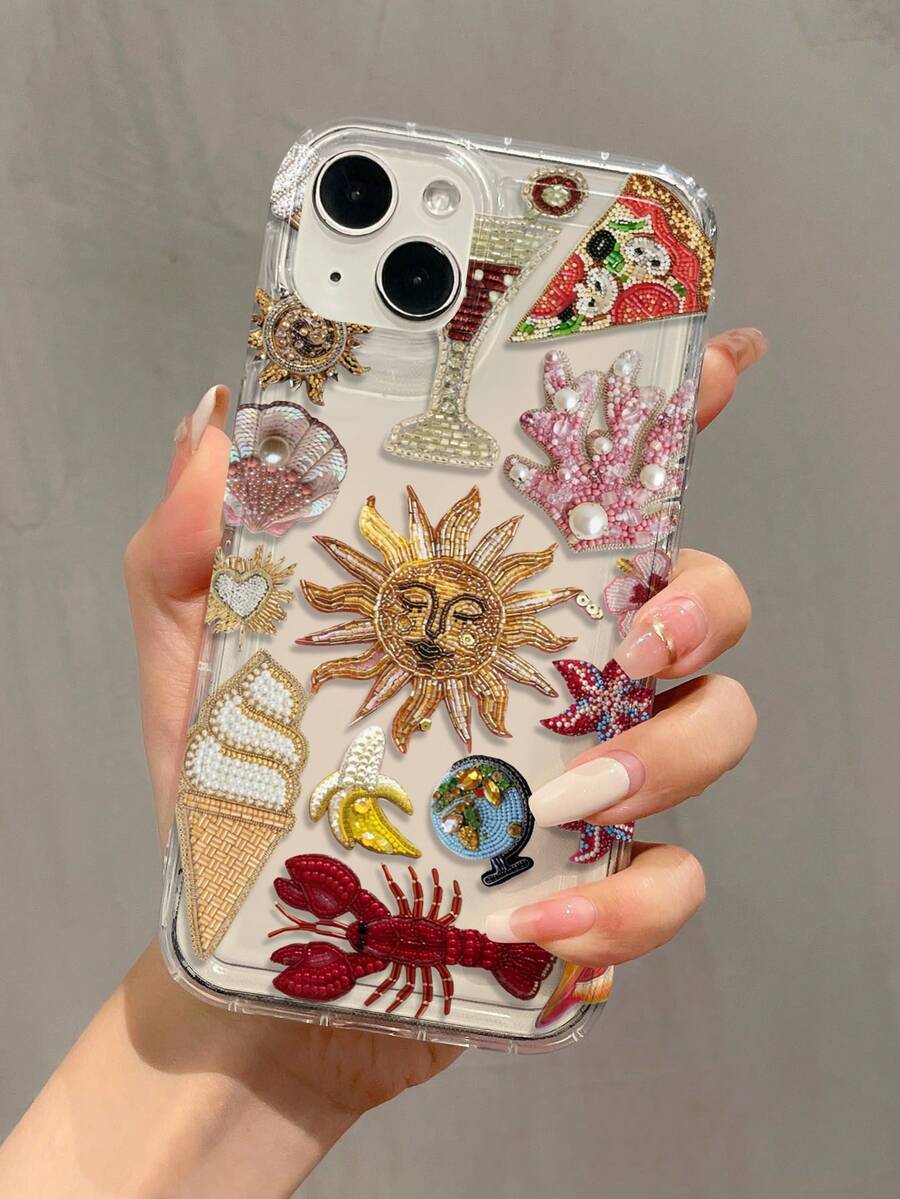 1 chiếc ốp lưng điện thoại TPU chống sốc, thêu 3D hình tôm hùm, tương thích với iPhone 16, 15, 14, 13, 12, 11 Pro Max & Series, chống nước, chống rơi, chống trầy xước, phiên bản quốc tế, không phải phiên bản nội địa. - Nhiều màu - Xem 1