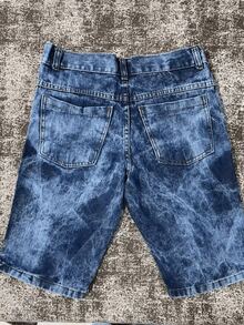 Bermuda jeans masculino  Verão    Bolso  Zíper  Rasgado - Lavagem Média - Visão 3