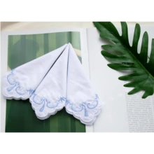 Local Delivery- Ladies Embroidery Cotton White Handkerchiefs Lace Wedding Hankies - F03-6pcs - View 3