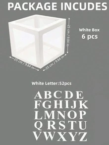5PCS White Box With 27 White Letters 25cm Birthday Decoration Transparent Alphabet Balloon Box Wedding Custom Name Decor Wedding Party Supplies Custom Cube Balloon With Letter Box - Multicolor - View 15