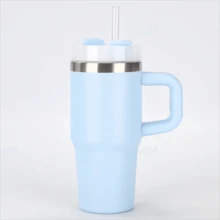 14oz Stainless Steel Double Wall Insulated Tumbler With Handle & Straw, Blank For Heat Press Sublimation, DIY Craft Cup, Outdoor Sports, Travel Camping, Holiday Gift - Multicolor - View 10