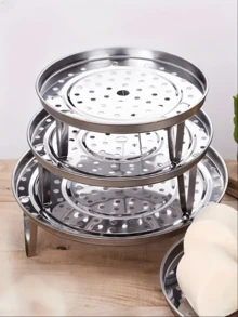Juego de 3 piezas Vaporera multifuncional, para vapor de panecillos y huevos, olla vaporera de acero inoxidable, rejilla de vapor, utensilios de cocina, rejilla de vapor redonda, para alimentos, vapor, hornear, hornear, rejilla de vapor, rejilla de vapor redonda de acero inoxidable