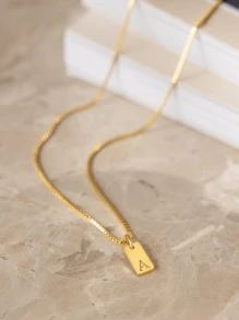 S925 Sterling Silver Personalized Letter A-Z Plate Necklace, Women DIY Jewelry, Suitable Gift For Mother's Day, Anniversary, Birthday For Mom/Girlfriend