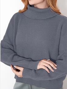 Knit Blouse Turtleneck Winter Cold Women's Elegant Comfortable Casual Long Sleeve Marrie Knit - 深灰色 - 查看 5