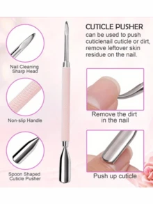 LOMILD 3Pcs/Set Nail Art Beauty Set Stainless Steel Hardness High Standing Shaping Nail Scissors Not Easy To Rust Double Head Steel Push Nail Surface Dirt Remover Nail Polish Glue Not Hurt Nail Care Set