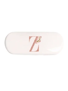 1pc Cream Solid Color Eyeglasses Case, New Minimalist Design, Portable, Waterproof And Dustproof (Small, Plastic Material) Letter Eyeglasses Hard Case - PU Leather A-Z Floral Print Eyeglasses Case - White - View 22
