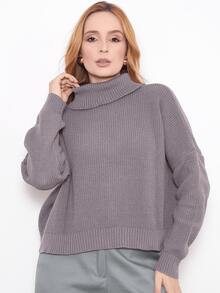Knit Blouse Turtleneck Winter Cold Women's Elegant Comfortable Casual Long Sleeve Marrie Knit - Castor - 查看 1