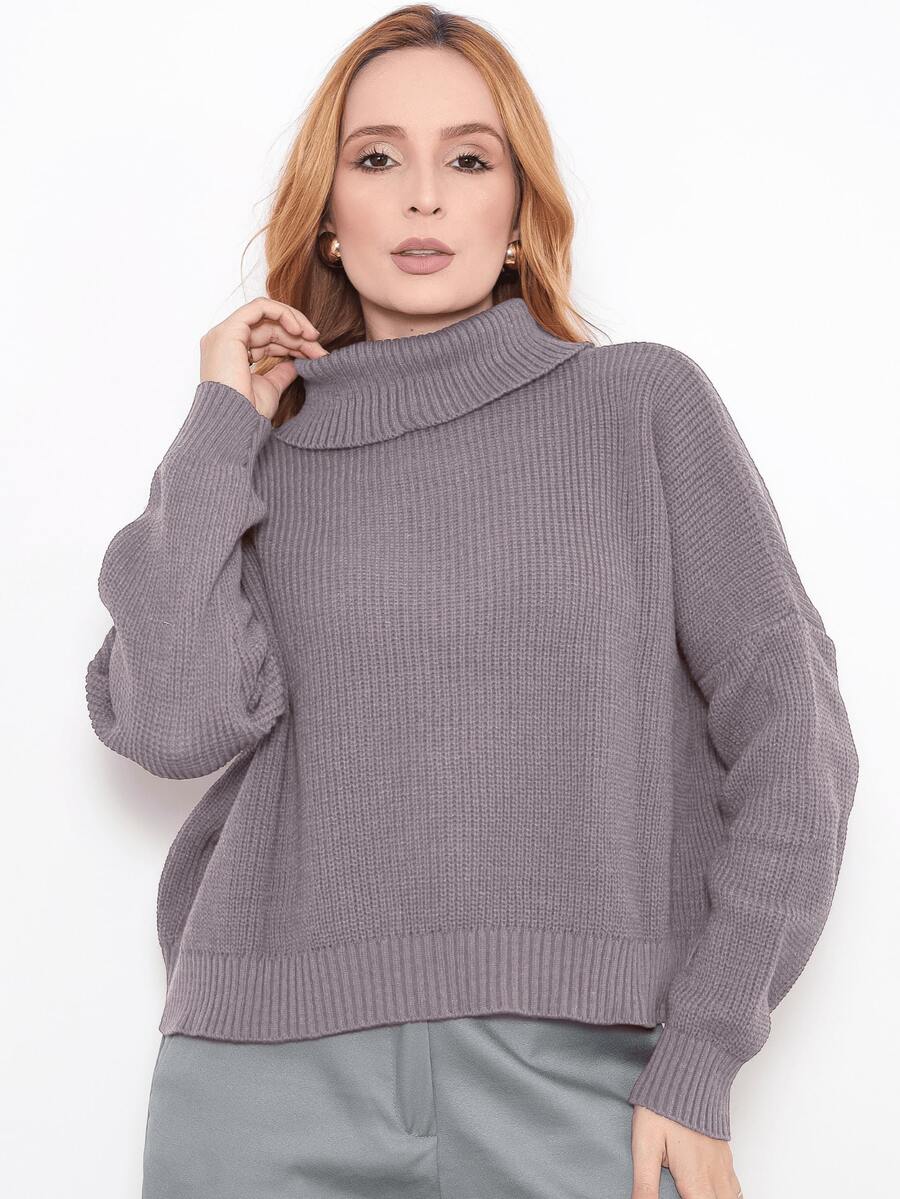 Knit Blouse Turtleneck Winter Cold Women's Elegant Comfortable Casual Long Sleeve Marrie Knit - Castor - 查看 1