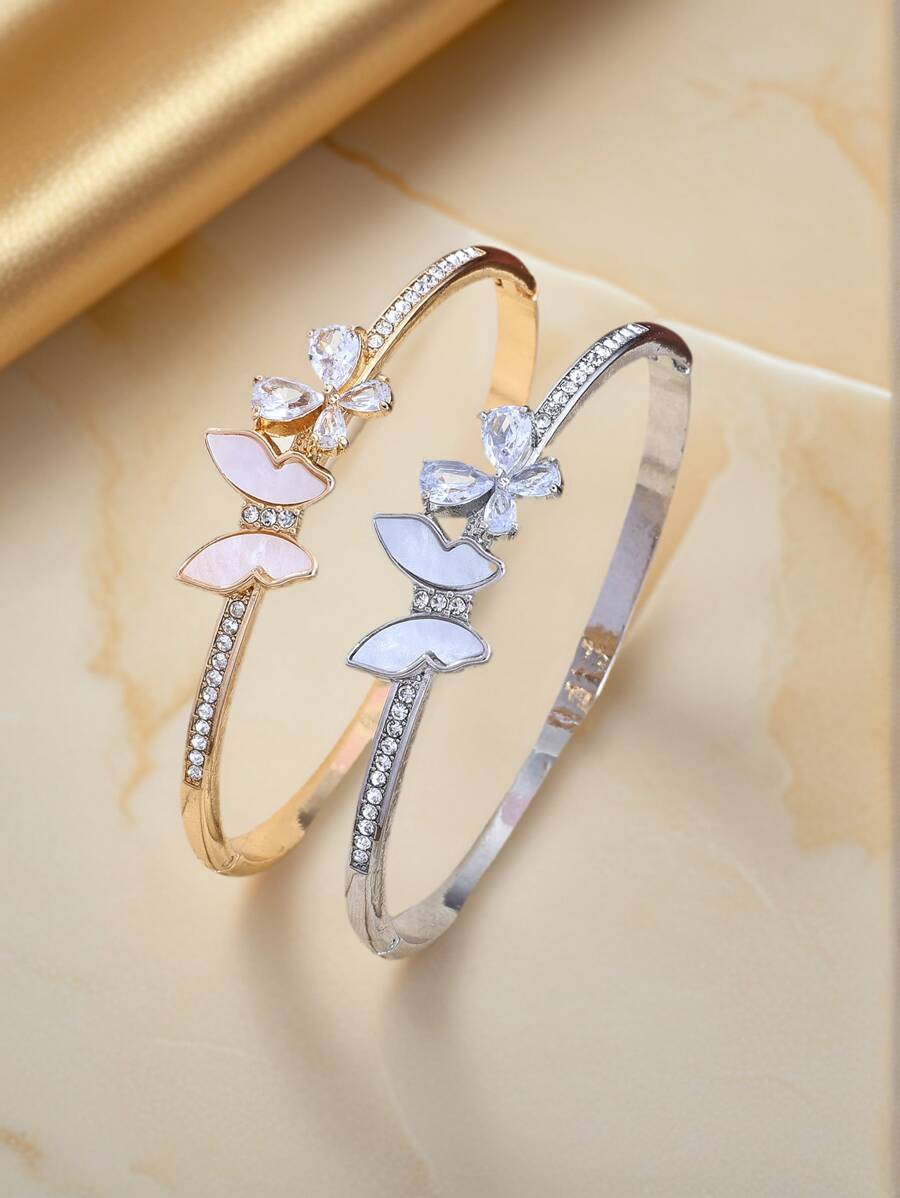 New Fashion Shinny Zirconia Shell Butterfly With Full Rhinestone Bracelet For Party Gift