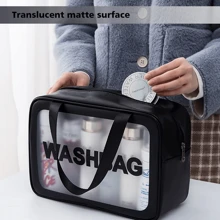 1 Peça Necessaire de Viagem para Mulheres e Homens, Necessaire Translúcida Fosca com Alça Prática, Organizador de Maquiagem e Cosméticos para Acessórios de Higiene Pessoal em Viagens