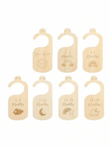 Juego de 7 Piezas/12 Piezas Divisores de armario de bebé de madera para organizar la ropa de bebé desde recién nacido hasta 24 meses, decoración de género neutro para la guardería, regalos para baby shower y decoración familiar - Beis - Ver 12