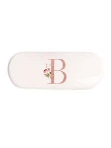 1pc Cream Solid Color Eyeglasses Case, New Minimalist Design, Portable, Waterproof And Dustproof (Small, Plastic Material) Letter Eyeglasses Hard Case - PU Leather A-Z Floral Print Eyeglasses Case - White - View 29