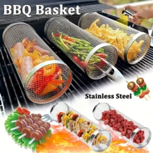 3 件装不锈钢便携式烧烤架、户外烧烤篮、露营烧烤架、户外圆形篝火烧烤架、露营和野餐炊具 - 彩色 - 查看 13