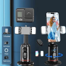 5-in-1 Mit Dual-Licht Selfie-Stick Gimbal mit 360°-Rotation Stabilisator für Smartphone mit Bluetooth-Fernbedienung, intelligenter KI-Verfolgung, Verwacklungsausgleich, Schwenk-Neige-Stativ