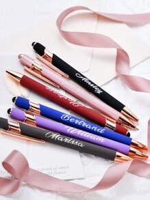 1/5/10/20 Stück individualisierter Text/Logo, personalisierter luxuriöser Soft-Touch rosé-goldener Premium-Gummistift, Aluminum-Schaft Rollerstift, perfektes Geschenk für Brautjungfern, Frauen, Studenten, Lehrer, Familie & Freunde