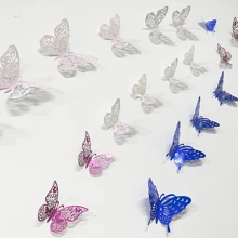 12 pièces/set Autocollants de papillon 3D creux, pour la décoration de la maison et des cadeaux. Autocollants muraux pour la décoration de la chambre et de la maison, autocollants personnalisés