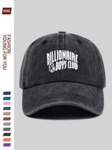 1pc Adjustable Casual Truck Cap With Amusing Artistic Print, Breathable & Comfortable, Featuring "BILLIONAIRE BOYS CLUB" White Logo, Classic Retro Black Papa Hat, Unisex Street Hip-Hop Hat, Fashionable Vacation Sun Hat, Ideal Gift For Outdoor, Vacation, Sports, Beach, Father's Day, Mother's Day, Independence Day, Birthday, Holiday For Family And Friends
