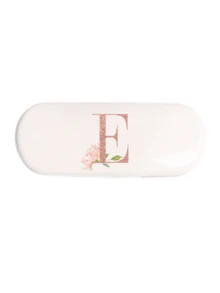 1pc Cream Solid Color Eyeglasses Case, New Minimalist Design, Portable, Waterproof And Dustproof (Small, Plastic Material) Letter Eyeglasses Hard Case - PU Leather A-Z Floral Print Eyeglasses Case - White - View 31