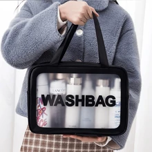 1 Peça Necessaire de Viagem para Mulheres e Homens, Necessaire Translúcida Fosca com Alça Prática, Organizador de Maquiagem e Cosméticos para Acessórios de Higiene Pessoal em Viagens