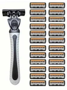 Maquinilla de afeitar manual de 3 hojas, afeitadora facial para hombres, cuchillas de repuesto para maquinilla