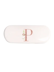 1pc Cream Solid Color Eyeglasses Case, New Minimalist Design, Portable, Waterproof And Dustproof (Small, Plastic Material) Letter Eyeglasses Hard Case - PU Leather A-Z Floral Print Eyeglasses Case - White - View 19