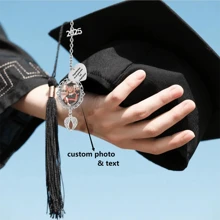 Custom Photo & Text Graduation Tassel Pendant With Angel Wing,Graduation Gift For Her Him,Class Of 2025 Memorial Gift,Deco For Grad Cap