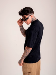 DMUNIZ Oversized Streetwear Basic Turtleneck 3-Shirt Kit - 2 黑色 | 1 白色 - 查看 2