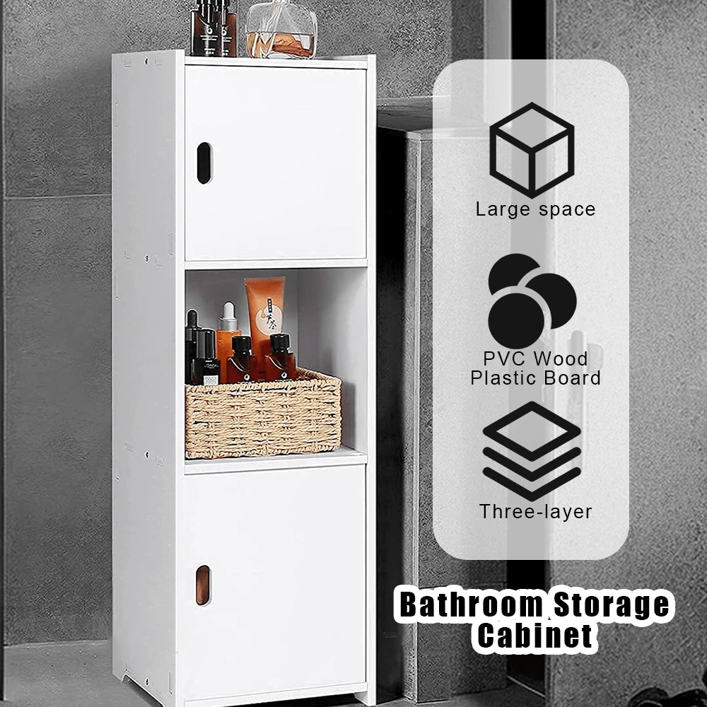 Bathroom Storage Cabinet, Freestanding Weatherproof Bathroom Furniture Cabinets Small Bathroom Floor Cabinet For Living Room, Bedroom - 白色 - 查看 1