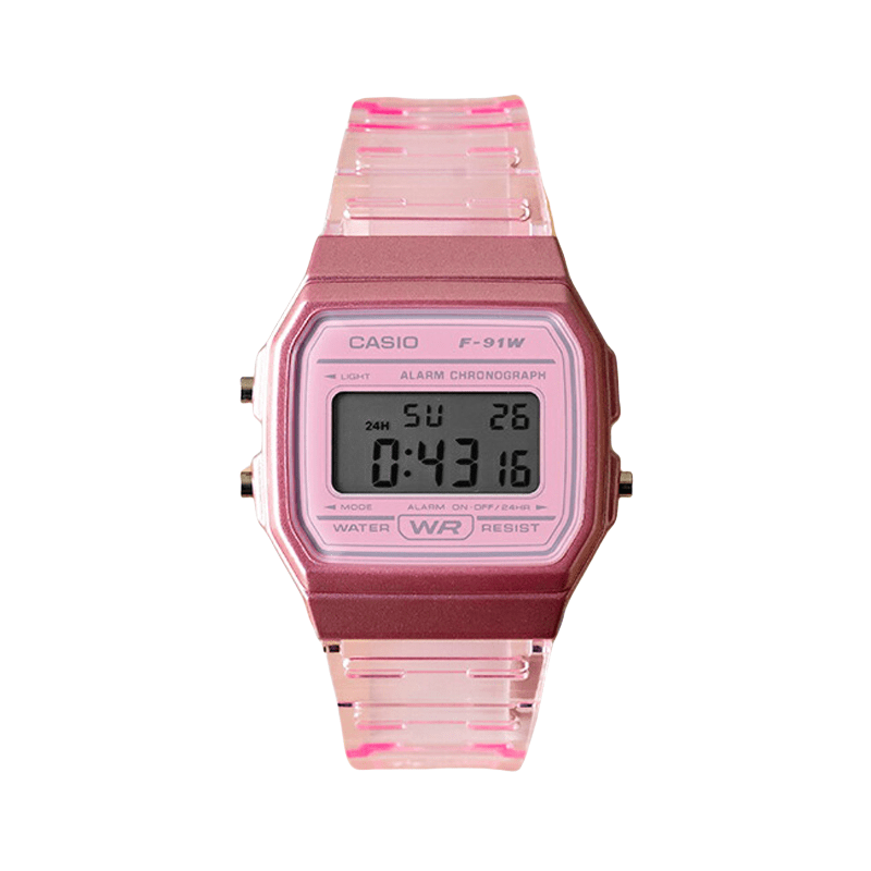 Casio ساعة إلكترونية لرجال/نساء من ماركة كاسيو - سوار مقاوم للماء، تقويم، إنذار ووقت إيقاف، ساعة إلكترونية مربعة صغيرة بطراز كلاسيكي، مصنوعة من المطاط، رياضية وأنيقة، مناسبة للاستخدام اليومي، F-91WS-4