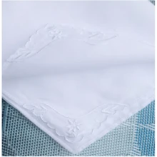 Local Delivery- Ladies Embroidery Cotton White Handkerchiefs Lace Wedding Hankies - Heart-6pcs - View 2
