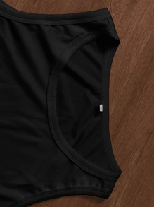 Top canottiera uomo casual vintage con costine, colore unito, stile da strada, sensuale, senza maniche, adatto per primavera/estate