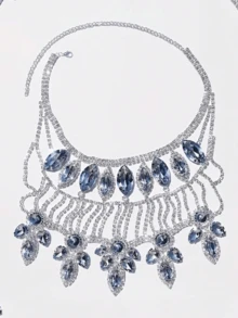 Lyxigt bling strass överdrivet strass halsband, brudbröllop halsbandssmycken