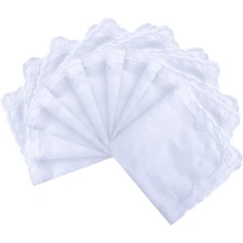 Local Delivery- Ladies Embroidery Cotton White Handkerchiefs Lace Wedding Hankies - Zw-6pcs - View 2