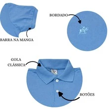 Polo Shirt For Boys And Girls, Piquet Cotton - 淺藍色 - 查看 4