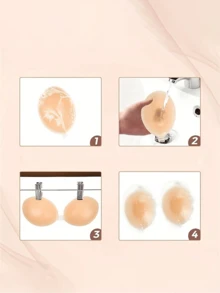 1pair Strapless Invisible Adhesive Bra, Women Silicone Push-Up Backless Breast Lift Sticky Bra For Wedding Dress/Evening Party/Club - Multicolor - View 7