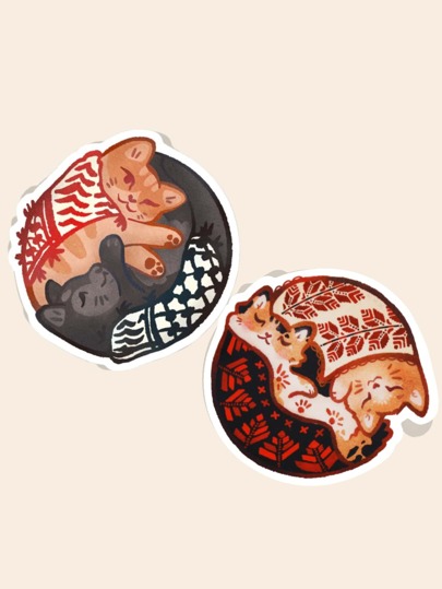 Katzen-Kufiya (arabische Katzen mit Kufiya) Vinyl Aufkleber, Lustige humorvolle Sticker und Aufkleber für Laptop, Handy, Trinkflaschen, Kindle