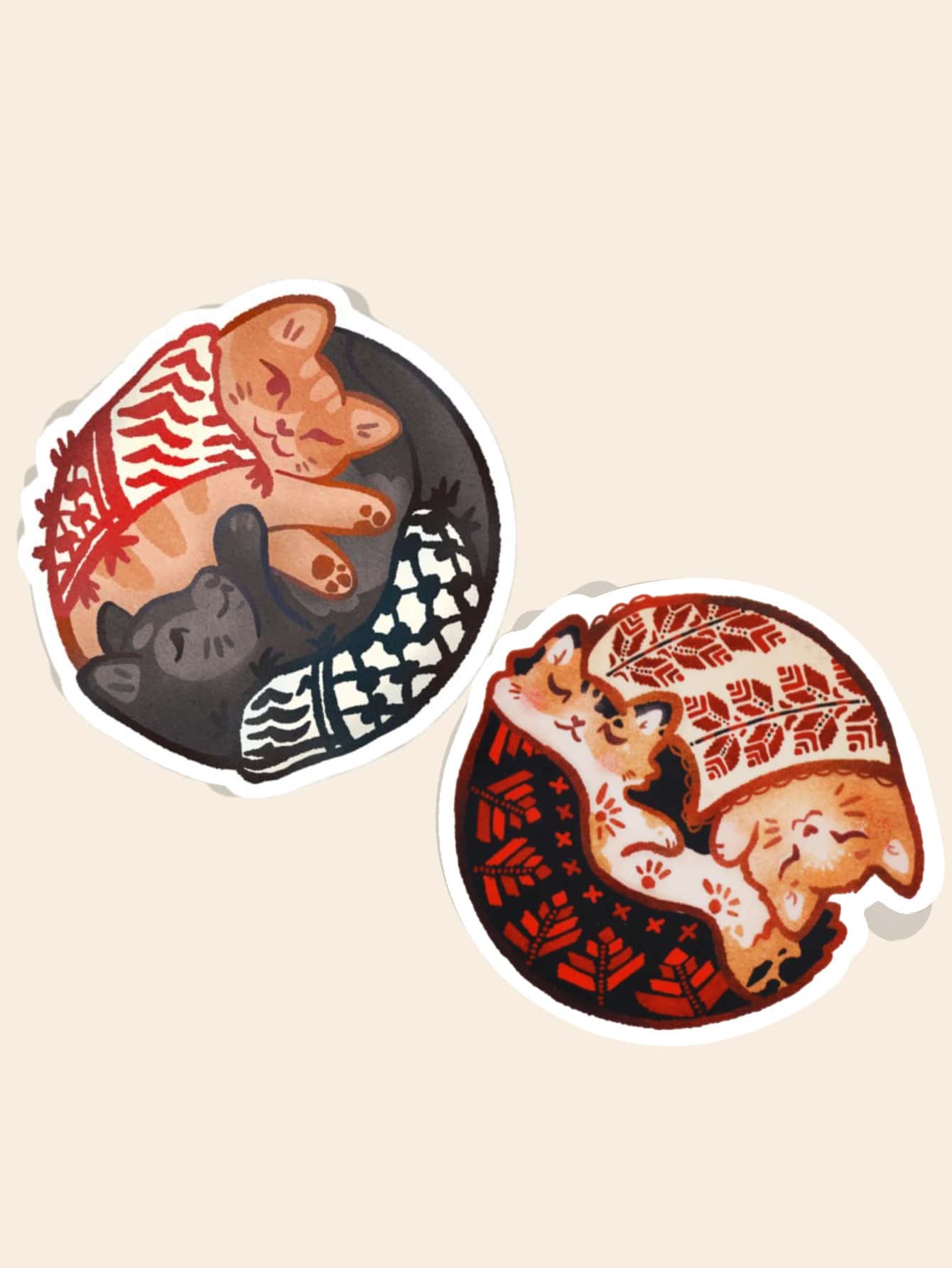 Pegatinas de vinilo "Catffiyeh" (Gatos árabes con Kufiya), pegatinas de humor divertido para portátiles, teléfonos, botellas de agua, Kindle