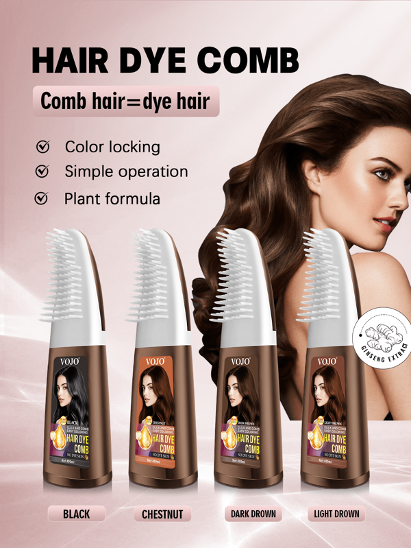 VOJO Tintura de Cabelo VOJO All-In-One, 400ml, 4 Cores Disponíveis, Tintura de Cabelo Preto, Fórmula 2 em 1, Para Mulheres, Mais Vendido no Oriente Médio, Cor Fixadora Natural